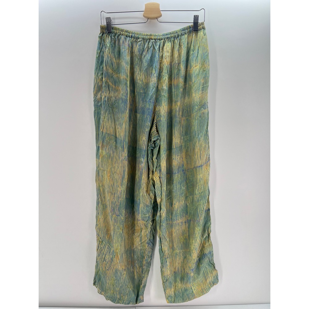 Tropical Tantrum Large L Green Striped Pants Island Beach Boho Festival
